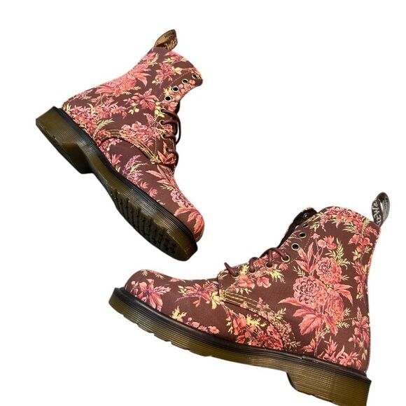 Dr Martens 1460 Beckett Cherry Red Jouy Floral Canvas Boot Size 7M / 8W NWOB - Picture 5 of 12